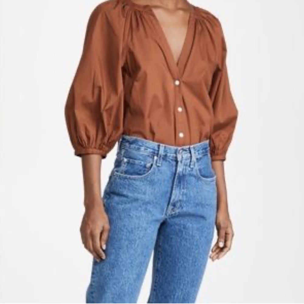 STAUD Women's Dill Poplin Top In Tan